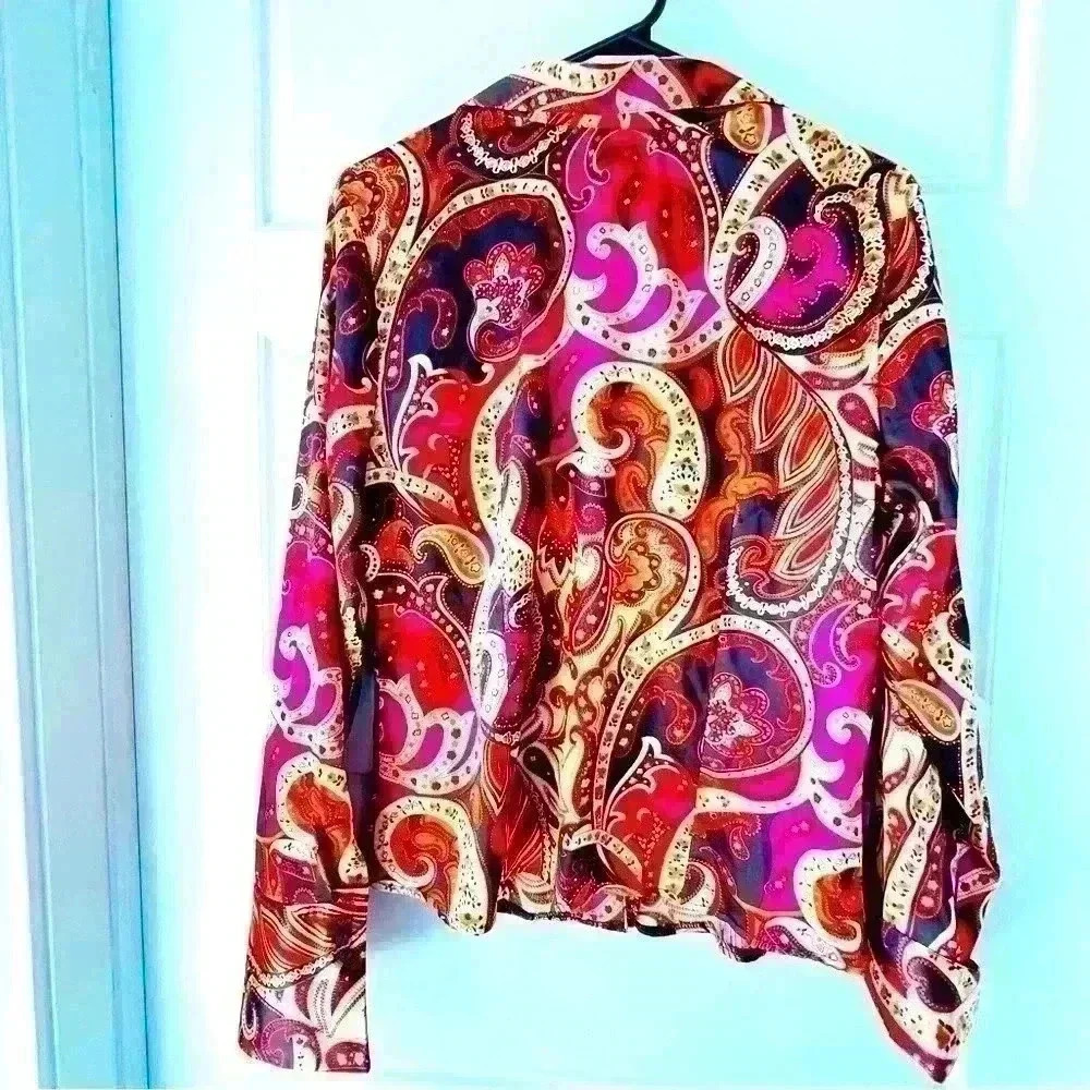 COPY - TAILOR B.  MOSS SILKY PINK MAUVE BLOUSE SIZE LARGE